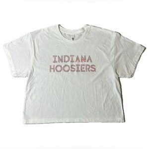 Ideal T by Next Level Adult Medium Indiana Hoosiers short sleeve white Crop Top